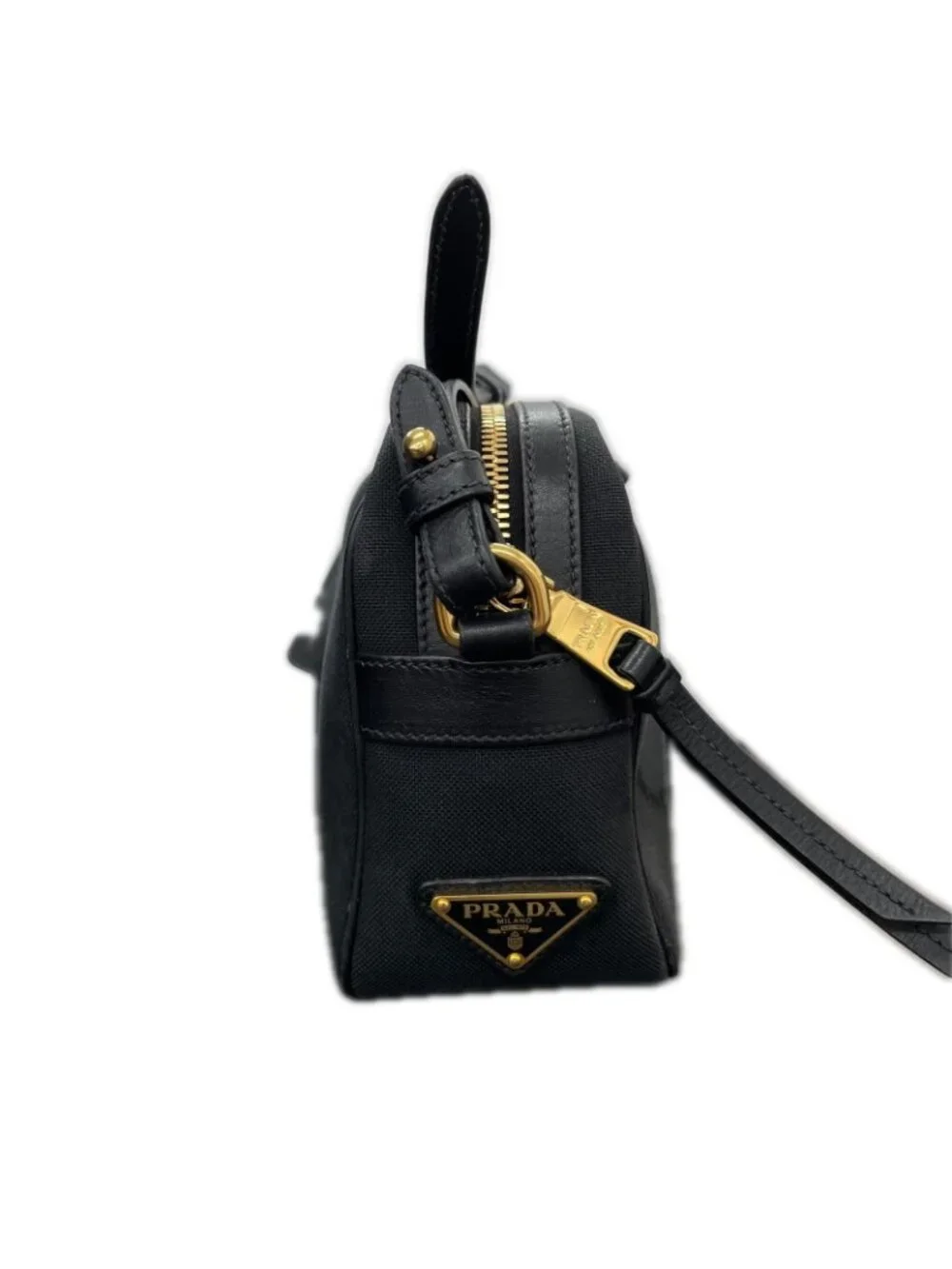 Prada Shoulder Bag Logo Jacquard Ribbon Black